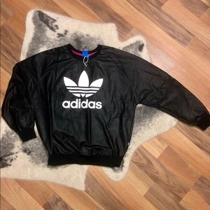 Adidas leather crew neck sweater